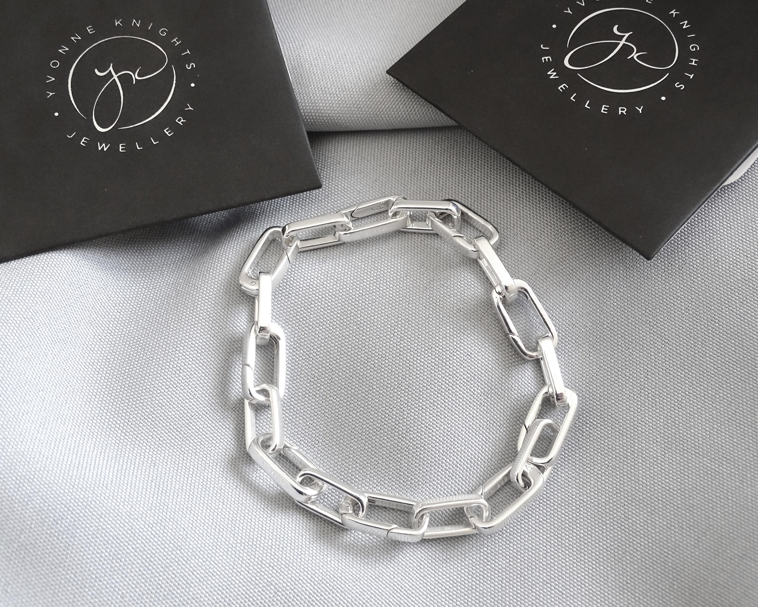 silver monogram chain bracelet