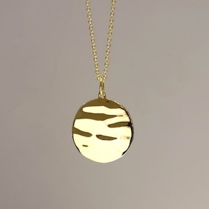 Yellow Gold Vermeil Large Round Coin Pendant & 18" Chain necklace. Sterling silver and gold vermeil.