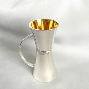 Sterling Silver Spirit measure cup. Handmade Silver Jigger, double ended spirit cup. Silver barware gift.