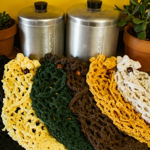 Crochet Produce Bag - Crochet Bag - Mesh Bag - Farmer&#39;s Market Bag - Drawstring Bag