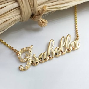 Collier nom - Collier nom grec - Collier nom en or massif - Collier personnalisé - Cadeau pour elle - 14 k d’or -