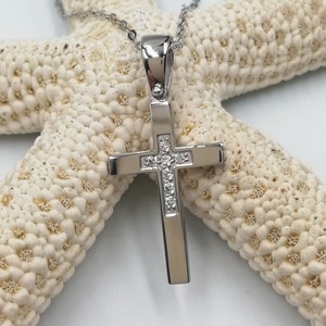 Diamond Cross Necklace 14k Solid Gold for Women |  Baptism gold cross|  Dainty Diamond Cross  | Real Gold Cross Necklace | Gift for Her