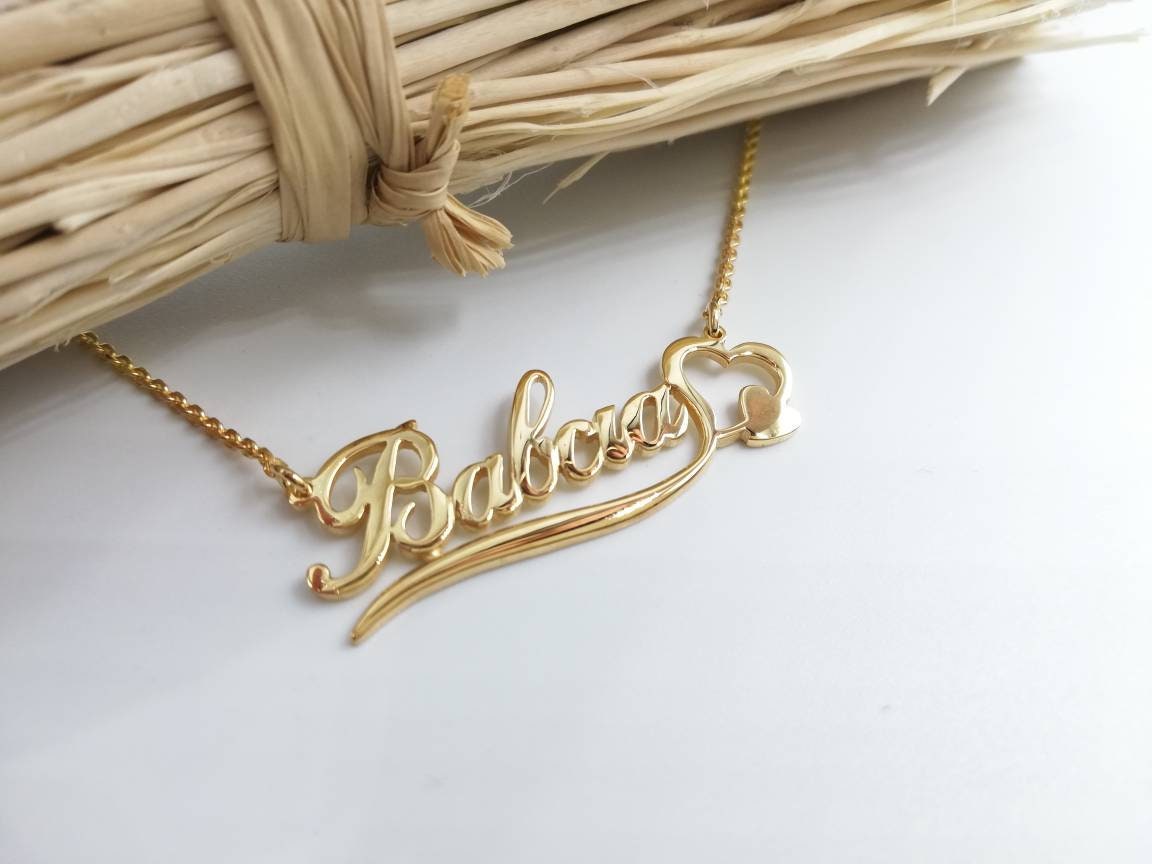 Name Necklace Gold Name Necklace Solid Gold Name Necklace