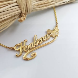 Name Necklace - Greek Name Necklace - Solid gold Name Necklace - Personalized Necklace  - Gift for her - 14 k gold -