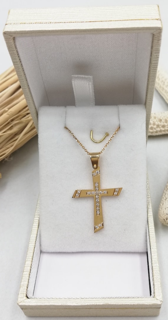 Baptism gold cheap cross necklace