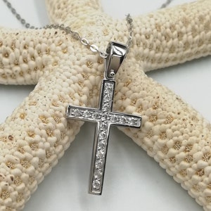 Diamond Cross Necklace 14k Solid Gold for Women |  Baptism gold cross|  Dainty Diamond Cross  | Real Gold Cross Necklace | Gift for Her