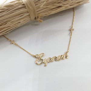Name Necklace - Greek Name Necklace - Solid gold Name Necklace - Personalized Necklace  - Gift for her - 14 k gold -