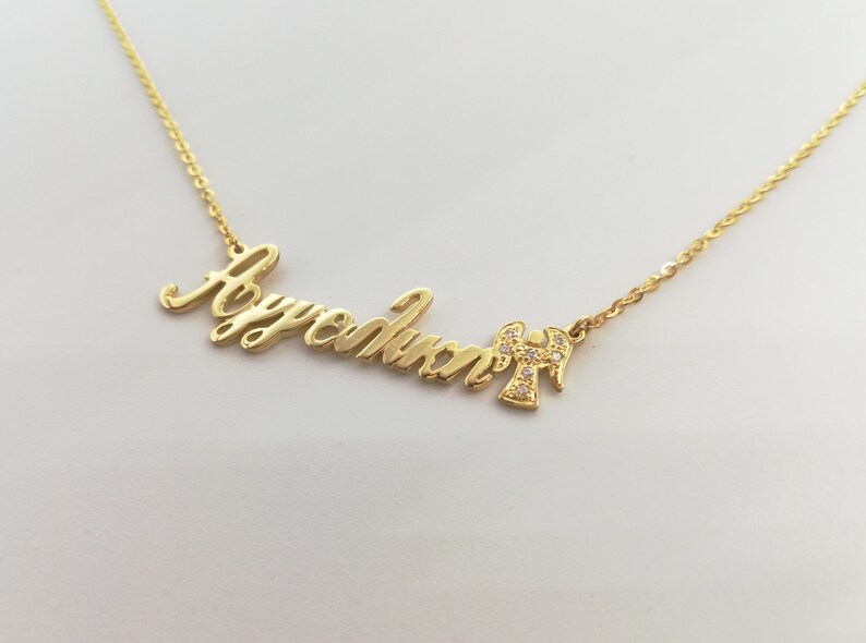 Solid gold Name Necklace 14 k gold - Name Necklace Greek Name Necklace Silver Name Necklace Personalized Necklace Gift for her