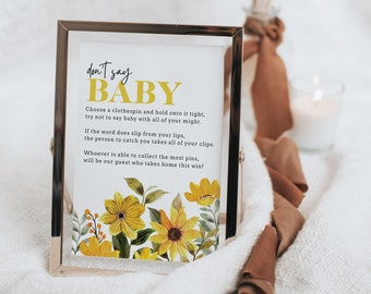 DOWNLOAD Don't Say Baby, Baby Shower Game, Sunflower Baby Shower, Digital Download