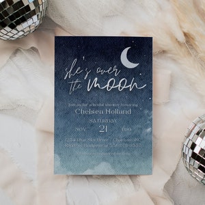 EDITABLE Over the Moon Bridal Shower Invitation, Digital Download, Canva Edit