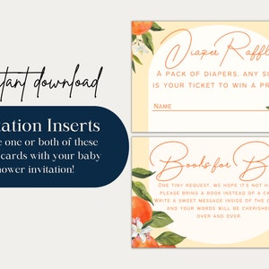 DOWNLOAD Diaper Raffle, Books for Baby, Invitation Inserts, Little Cutie Baby Shower, Digital Download