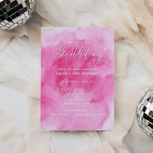 EDITABLE Pretty in Pink Birthday Invitation, Digital Download, Canva Edit