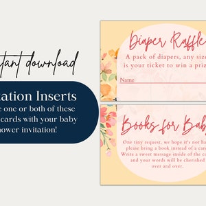 DOWNLOAD Diaper Raffle, Books for Baby, Invitation Inserts, Mamma to Bee Baby Shower, Digital Download