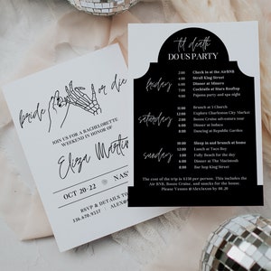 EDITABLE Bride or Die Bachelorette Invitation and Itinerary, Digital Download, Canva Edit