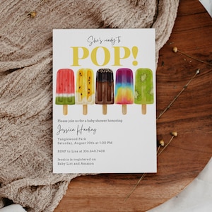 EDITABLE Ready to POP! Popsicle Baby Shower Invitation, Digital Download, Canva Edit