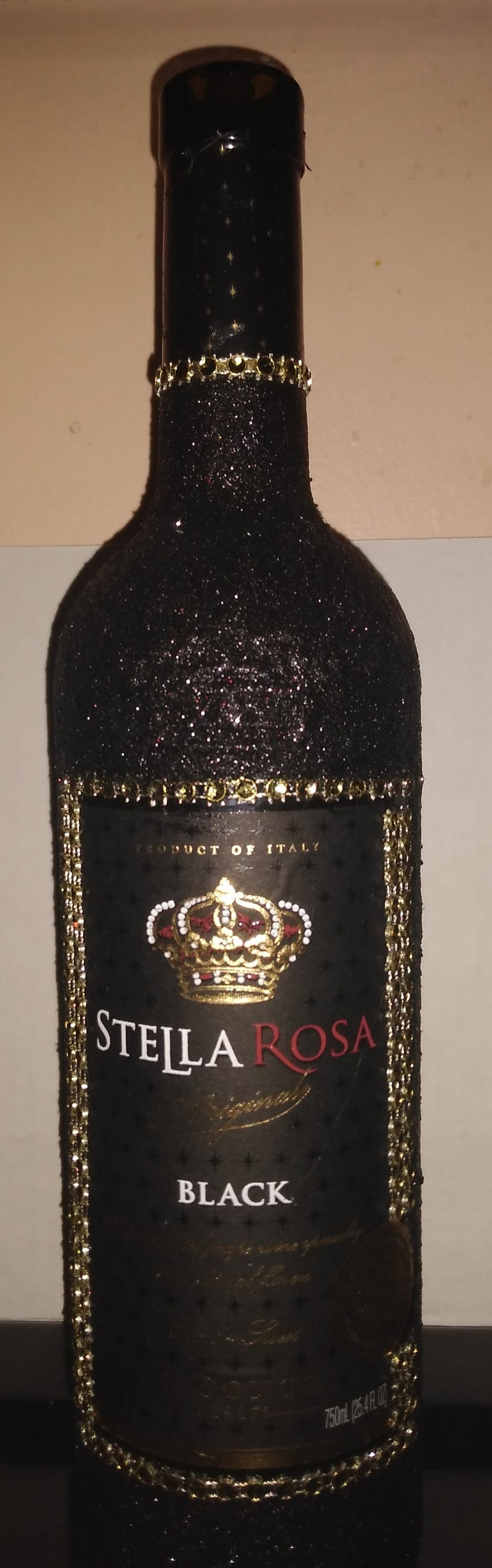 Stella Rosa Black Sparkly Upcycled Empty Wine Bottle in Black Etsy