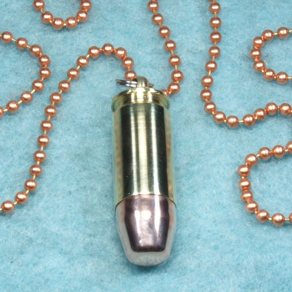 Personalized- 40 Caliber Smith & Wesson Bullet Secret Compartment Keepsake Urn Necklace