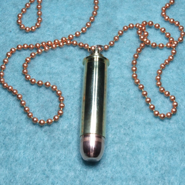 357 Magnum Bullet Funeral Ashes Keepsake Urn Necklace