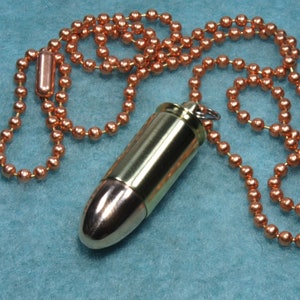 9mm Automatic Luger Bullet Funeral Ashes Keepsake Urn Necklace