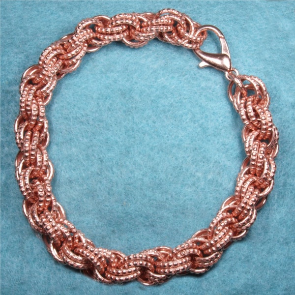 Double Twisted Men's Therapeutic Bracelet- 14g 8mm Textured Recycled Copper Rings