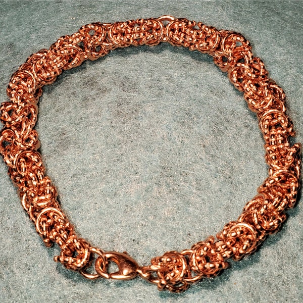 Anklet (Ankle Bracelet) from Pure Copper-  Therapeutic 16 gauge Byzantine 5mm Links- Handmade in the USA