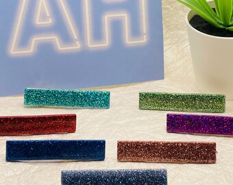 Set of 2 Glitter Bar Hair Clip, Alligator hair clip, Glitter hair barrettes