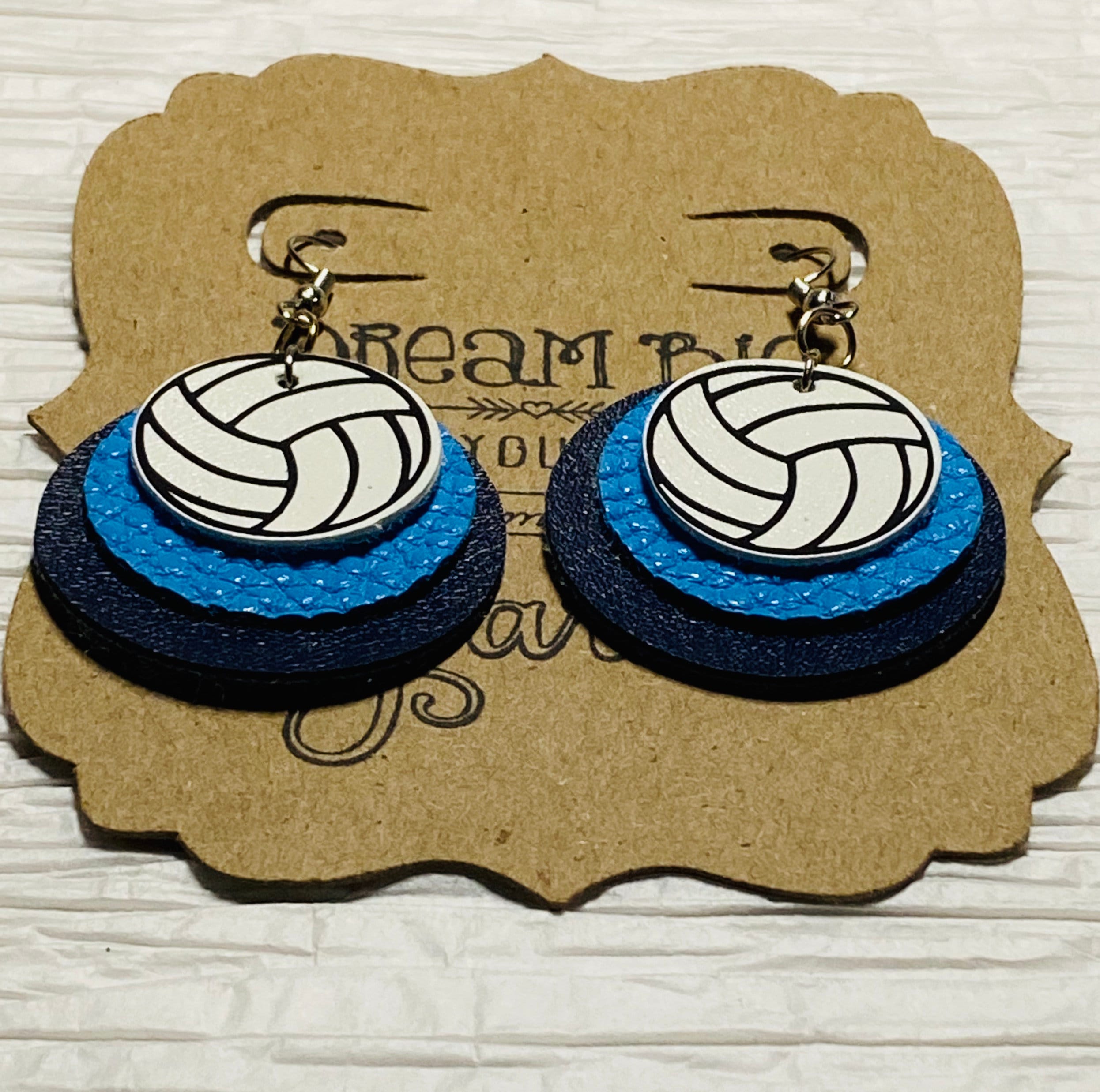 Custom Volleyball Game Day Faux leather earrings, Customized team