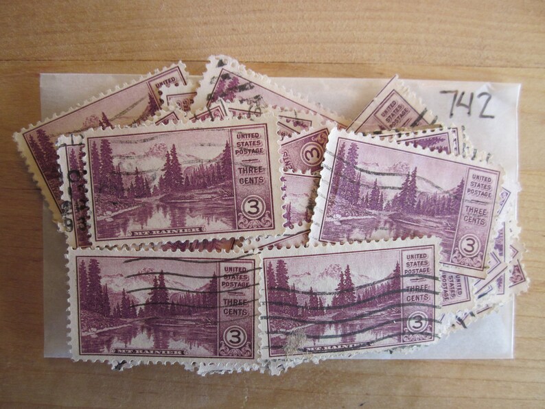 100 Used US Stamps #742 Mt Rainier National Parks Issue See our other lots
