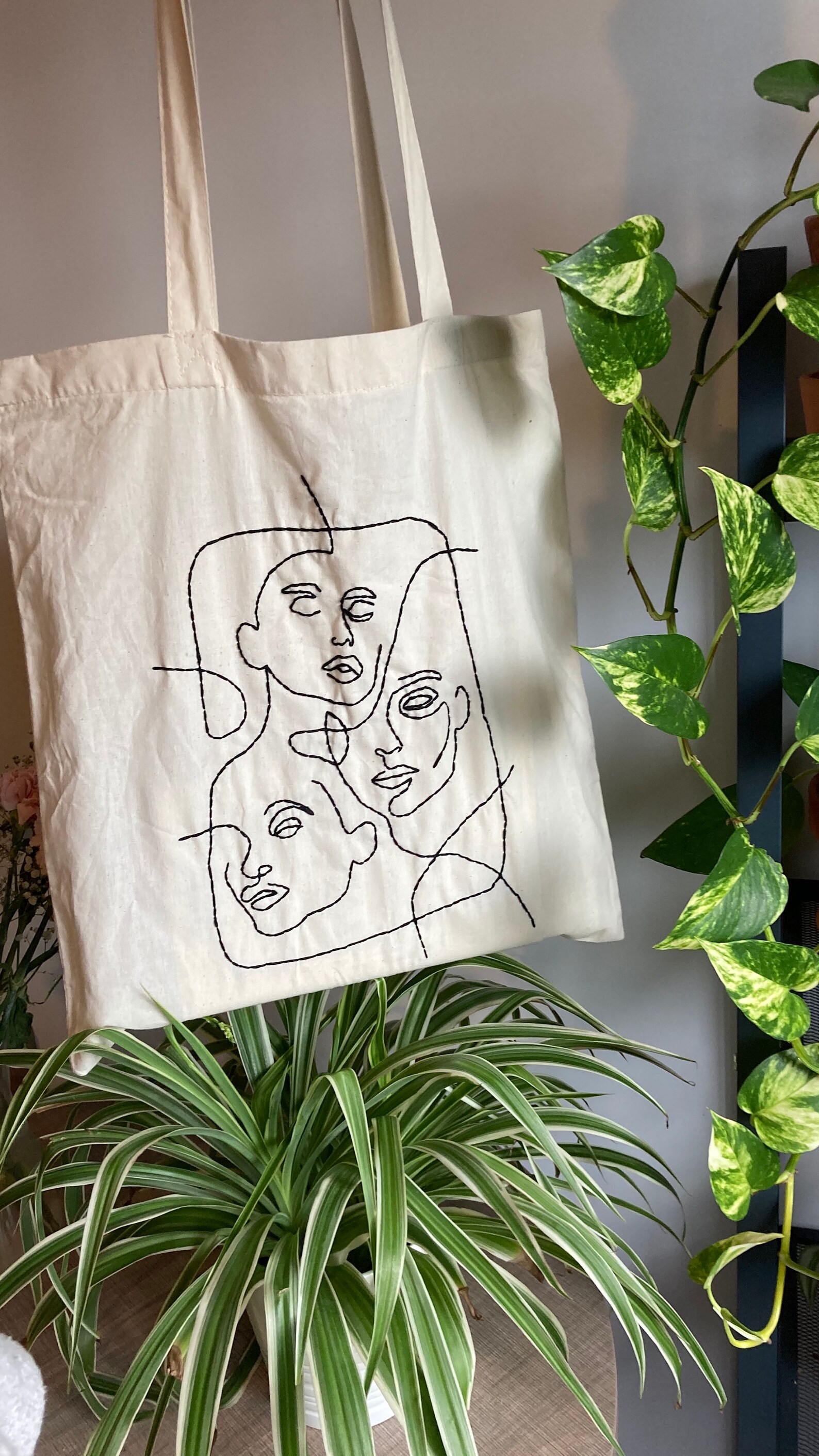 Hand embroidered canvas tote bag Etsy