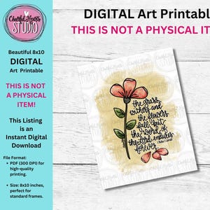 May include: Digital printable art featuring a watercolor painting of a flower with the text "The grass withers and the flowers fall, but the word of the Lord endures forever."  1 Peter 1:24-25