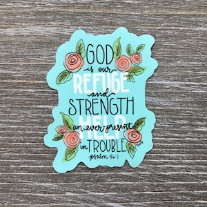 God Is Our Refuge And Strength, Magnet, Ps 46:1, Blue Bkg, Encouragement & Inspirational Gift, Fridge Magnet, Home Decor and Christian Gift