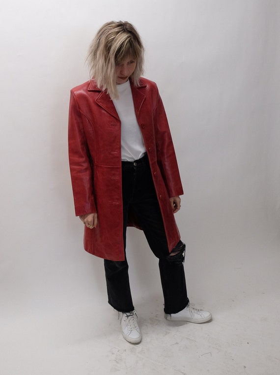 Vintage Red Leather Blazer