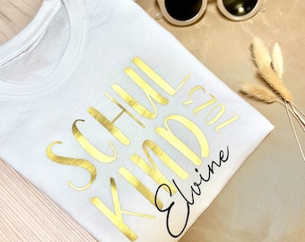 T-Shirt "Schulkind 2023" Einschulung Personalisiert Name Schulanfänger Schulkind Shirt 2023  Einschulung Mädchen Junge Schule Geschenk