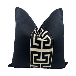 Black and Off White Velvet Decorative Pillows- Designer Pillow - Throw Pillows- Pillow- Home Decor- Handmade-Pillow Cover Only
