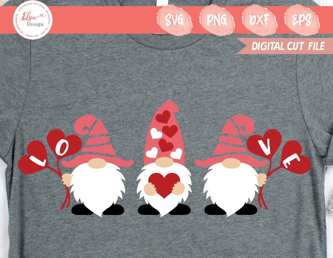 Gnome With Heart Svg | Valentine Gnomes Svg | Three Gnomes Holding ...