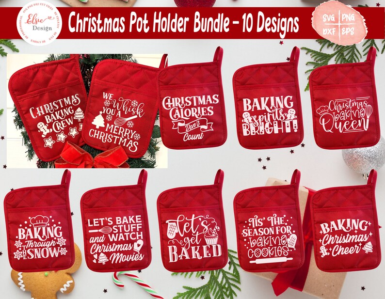 Download Christmas Pot Holder SVG Bundle Potholder svg Oven Mitt | Etsy