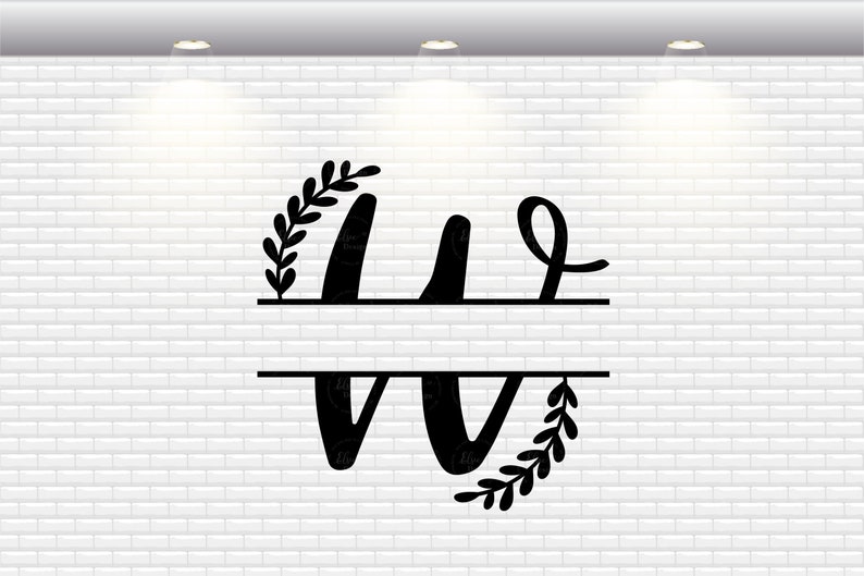 Handlettered Split Monogram Letter W Svg Split Letter Svg ...