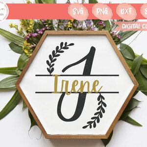 Handlettered Split Monogram Letter I Svg | Split Letter Svg | Wreath Split Monogram Svg | Wedding Monogram Svg, Hand Lettered Svg, PNG, DXF
