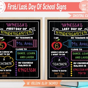 Zurück zur Schule Zeichen svg, erster Schultag svg, letzter Schultag svg, Chalkboard svg, 1st Day of School Vorlage, UK Rechtschreibung enthalten