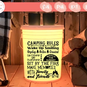 Camping Rules Svg, Camping Bucket Svg | LED Bucket Svg, Light Up Bucket Svg, Campground Svg, Campfire Svg, Camp Life Svg, Fire Pit Svg