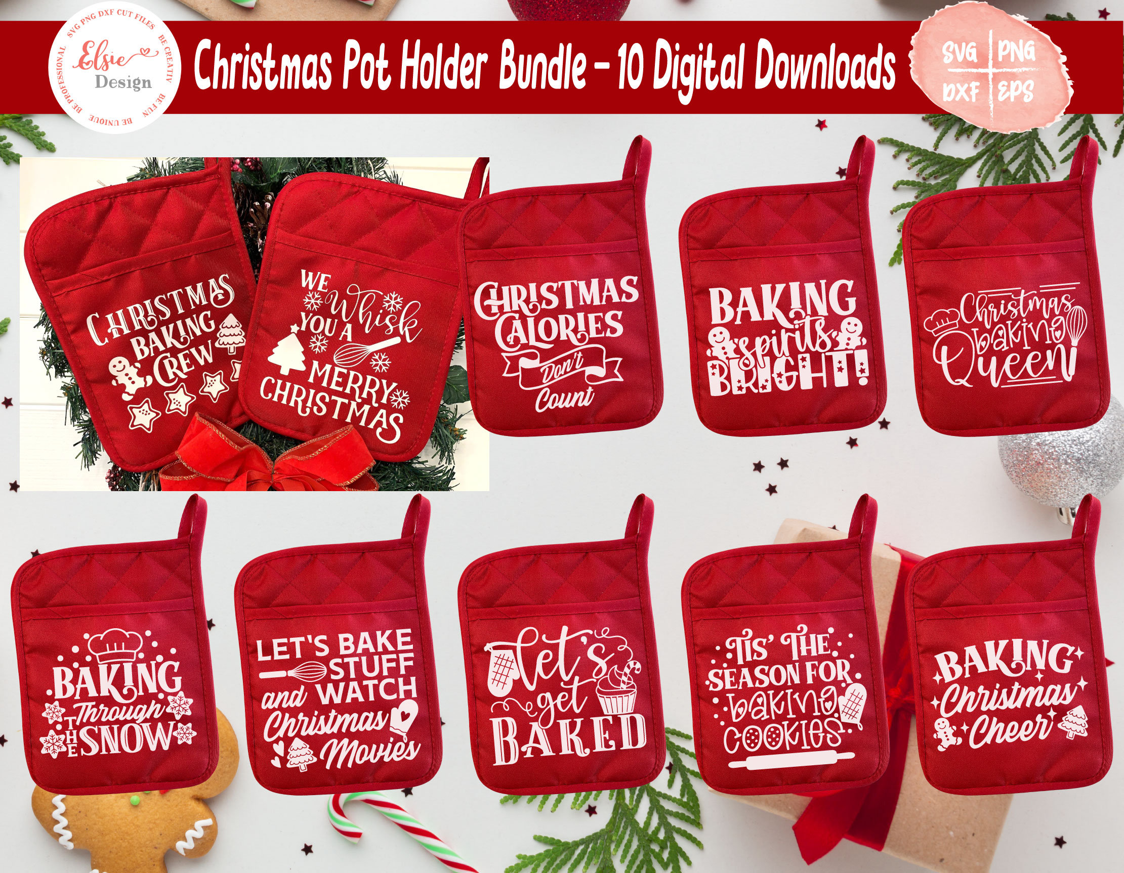 Christmas Pot Holder SVG Bundle Potholder Svg Oven Mitt Etsy UK