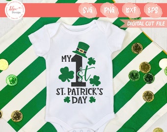 Patricks Day Party Hat & Balloons Mashed Clothing My First St - Baby Romper