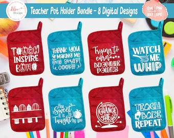 Teacher Pot Holder SVG Bundle, School Svg Bundle, Teacher Appreciation Svg, Oven Mitt SVG Bundle, Kitchen SVG Bundle, Baking Svg, Potholder