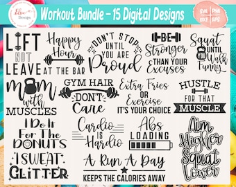 Pacchetto SVG di allenamento, Fitness Svg, Palestra Svg, Sollevamento pesi Svg / Divertente allenamento Svg, Camicia da palestra Svg, Svg motivazionale, Citazione in palestra, Allenamento divertente