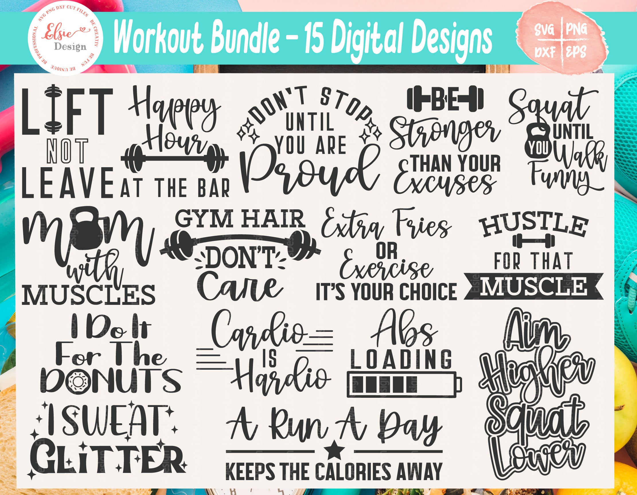 Download Workout Svg Bundle Fitness Svg Gym Svg Weight Lifting Etsy