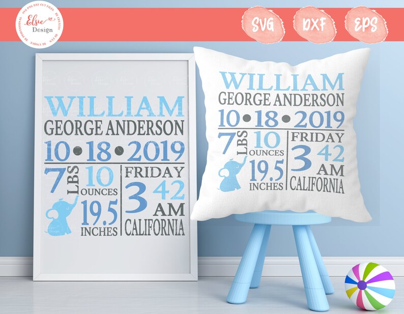 Download Baby Birth Announcement SVG Elephant Birth Stats Svg Baby ...