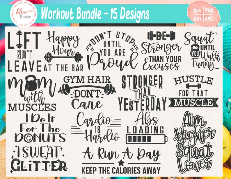Download Workout SVG Bundle Fitness Svg Gym Svg Weight Lifting | Etsy