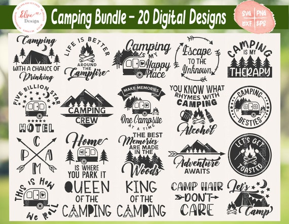Camping SVG Bundle, Camping Bucket Svg, LED Bucket Svg, Camp Life Svg, Happy Camper Svg, Camp Shirt Svg, Summertime Adventure SVG Bundle