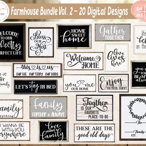 Paquete de archivos SVG para letreros de granja, letreros SVG para el hogar en otoño, estilo rústico de granja, paquetes de archivos SVG con frases familiares, paquetes de archivos SVG para letreros familiares, "Hogar dulce hogar" SVG