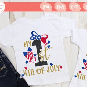 Mein 1. 4. Juli Druck | Mein erster 4. Juli Svg, Fourth Of Jully für Baby Mädchen Svg, Erster Unabhängigkeitstag Svg, Amerikanische Flagge Bogen Svg, PNG